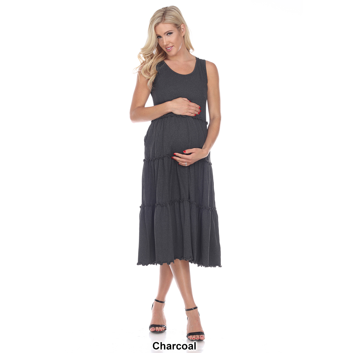 Womens White Mark Tiered Midi Maternity Dress