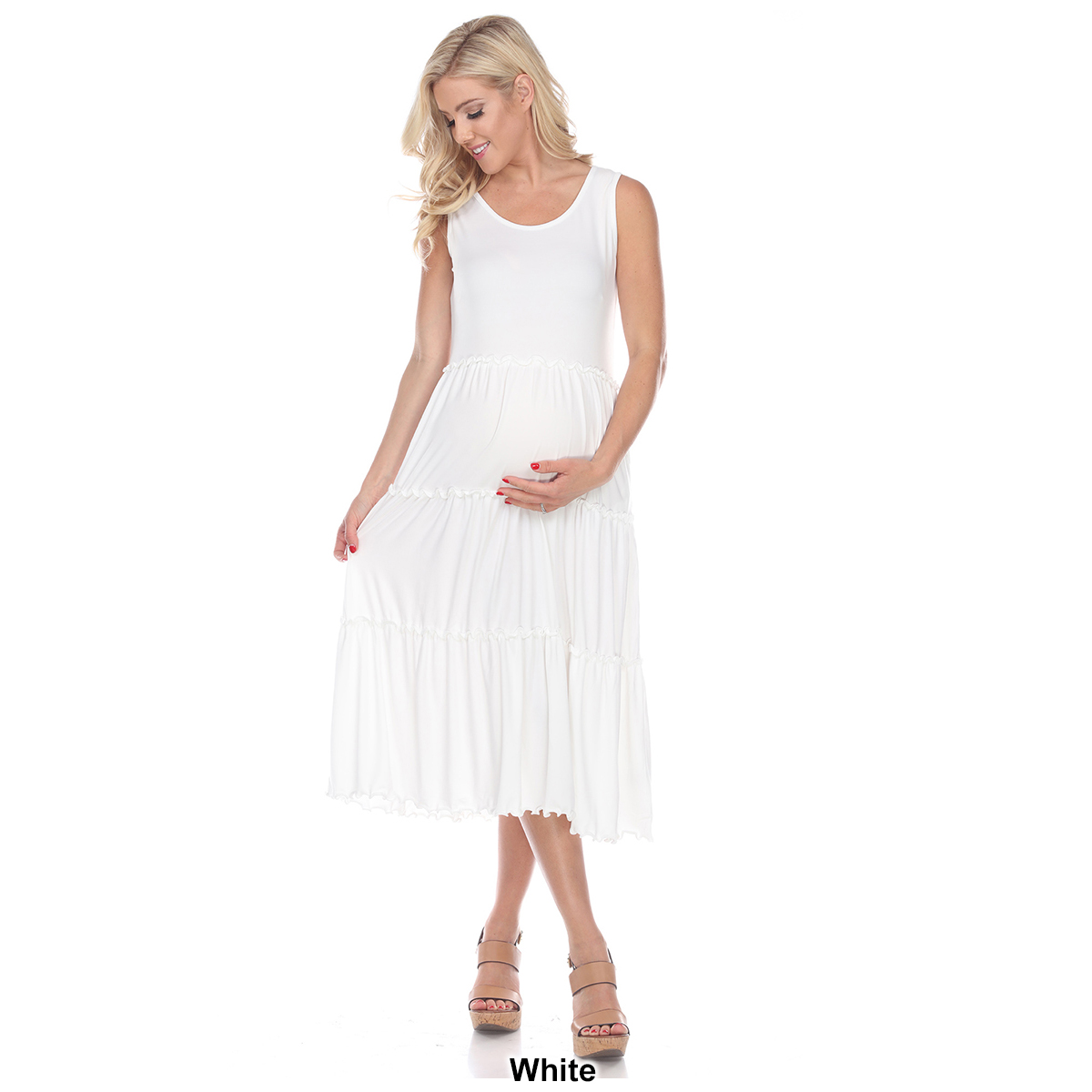 Womens White Mark Tiered Midi Maternity Dress