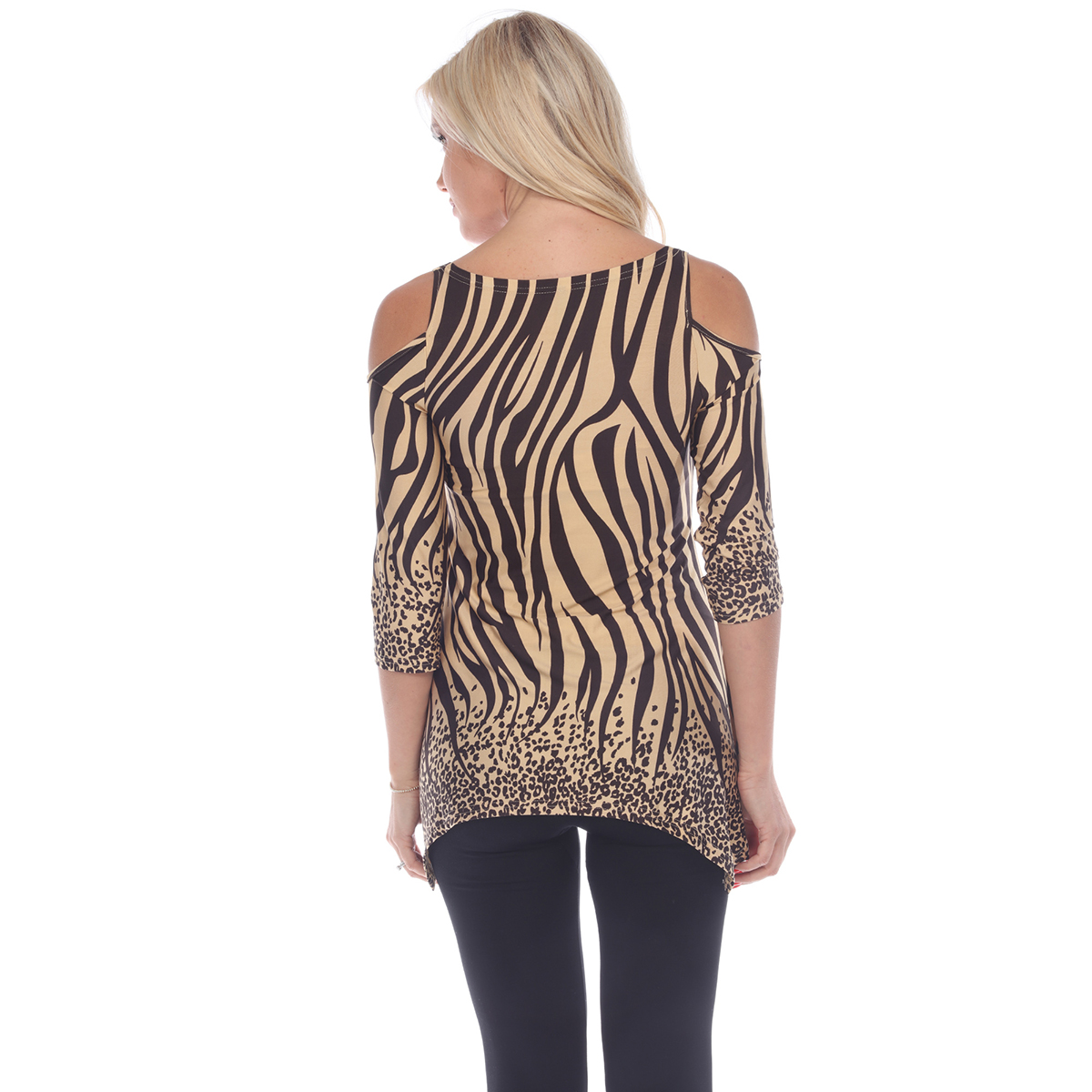 Plus Size White Mark Cold Shoulder Animal Print Tunic