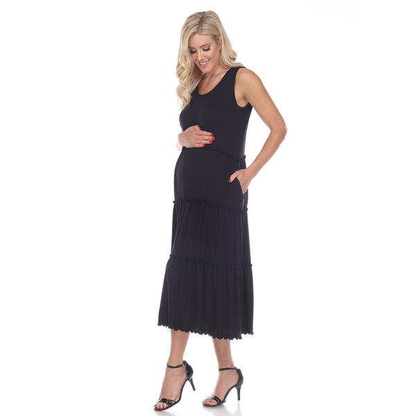Plus Size White Mark Tiered Maternity Midi Dress alternate view