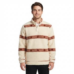 Young Mens Brooklyn Cloth(R) Arrow Stripe Sherpa Hoodie - Sand