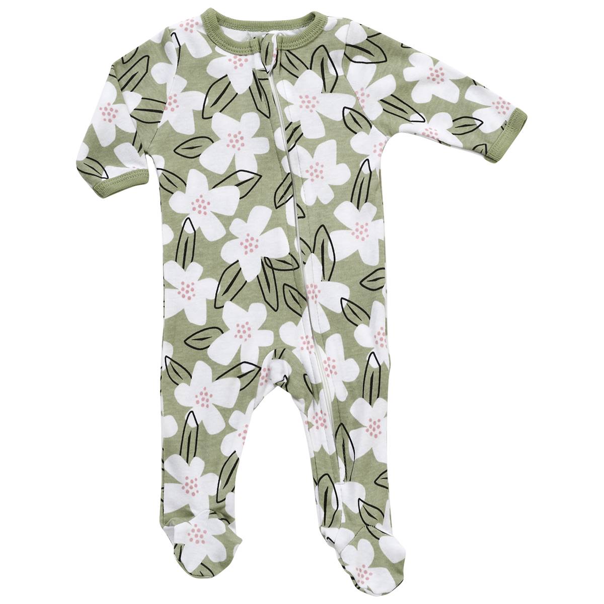 Baby Girl (NB-9M) Mini Hop Floral Zip Footie Pajamas