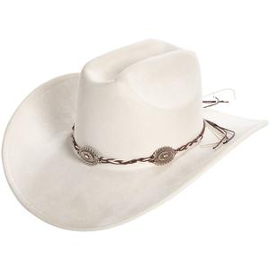 Womens Renshun Faux Suede Cowboy Hat - Cream