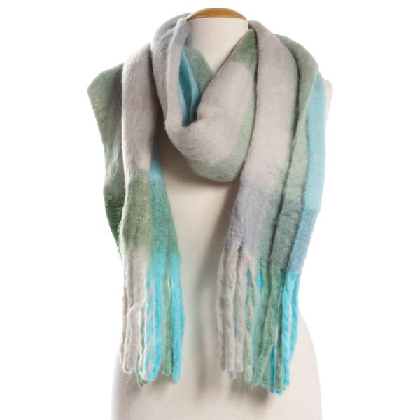 Womens Renshun Plaid Oblong with Fringe Scarf - Pastel Lilac