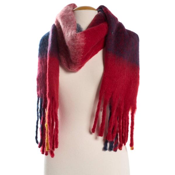 Womens Renshun Plaid Oblong with Fringe Scarf alternate view