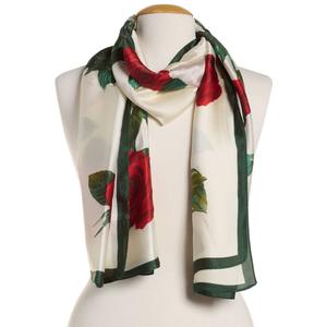 Womens Renshun Floral Oblong Silky Scarf