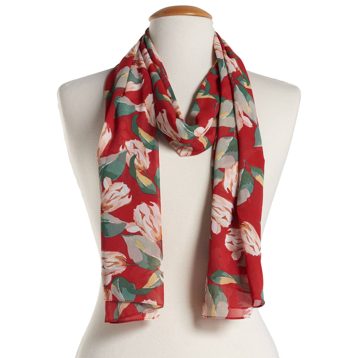 Womens Renshun Pearl Silk Floral Oblong Scarf