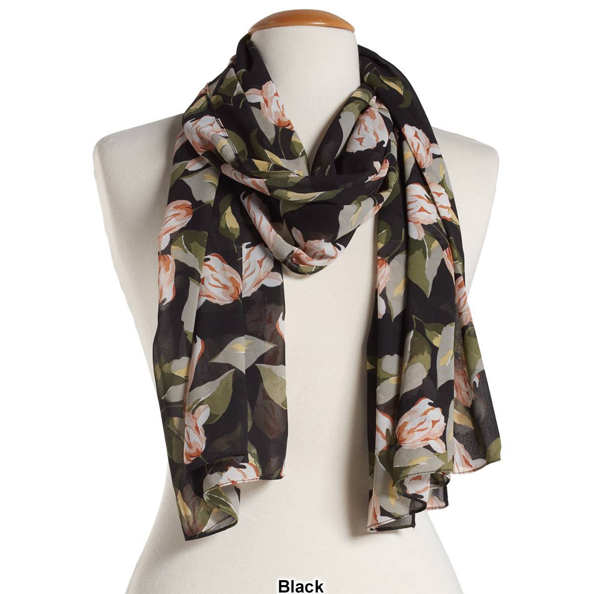 Womens Renshun Pearl Silk Floral Oblong Scarf