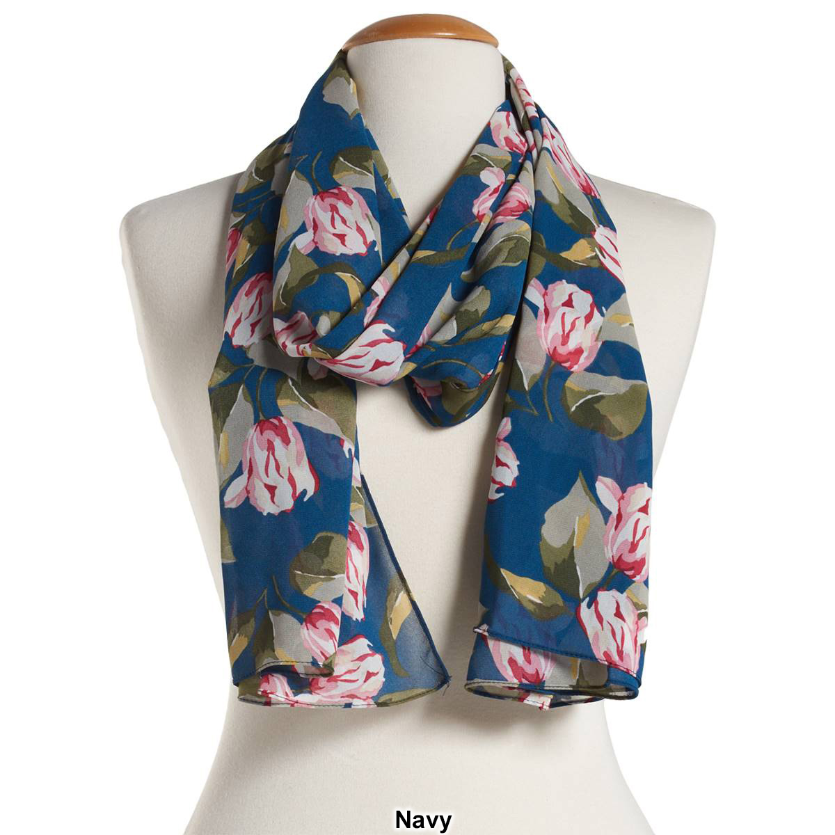 Womens Renshun Pearl Silk Floral Oblong Scarf