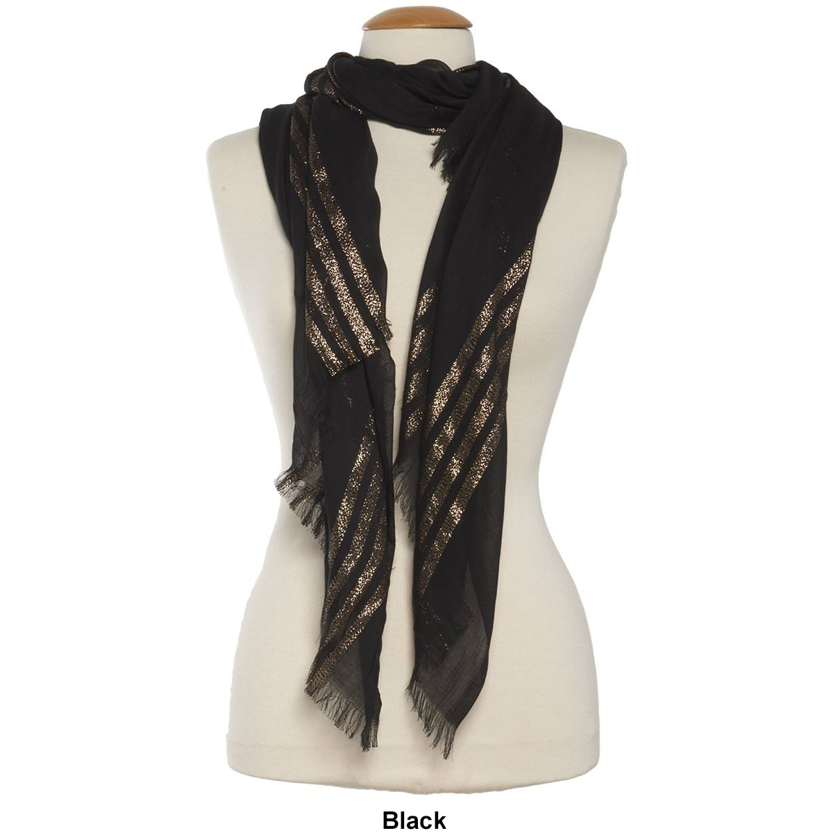 Womens Renshun Lurex Stripe Oblong Scarf