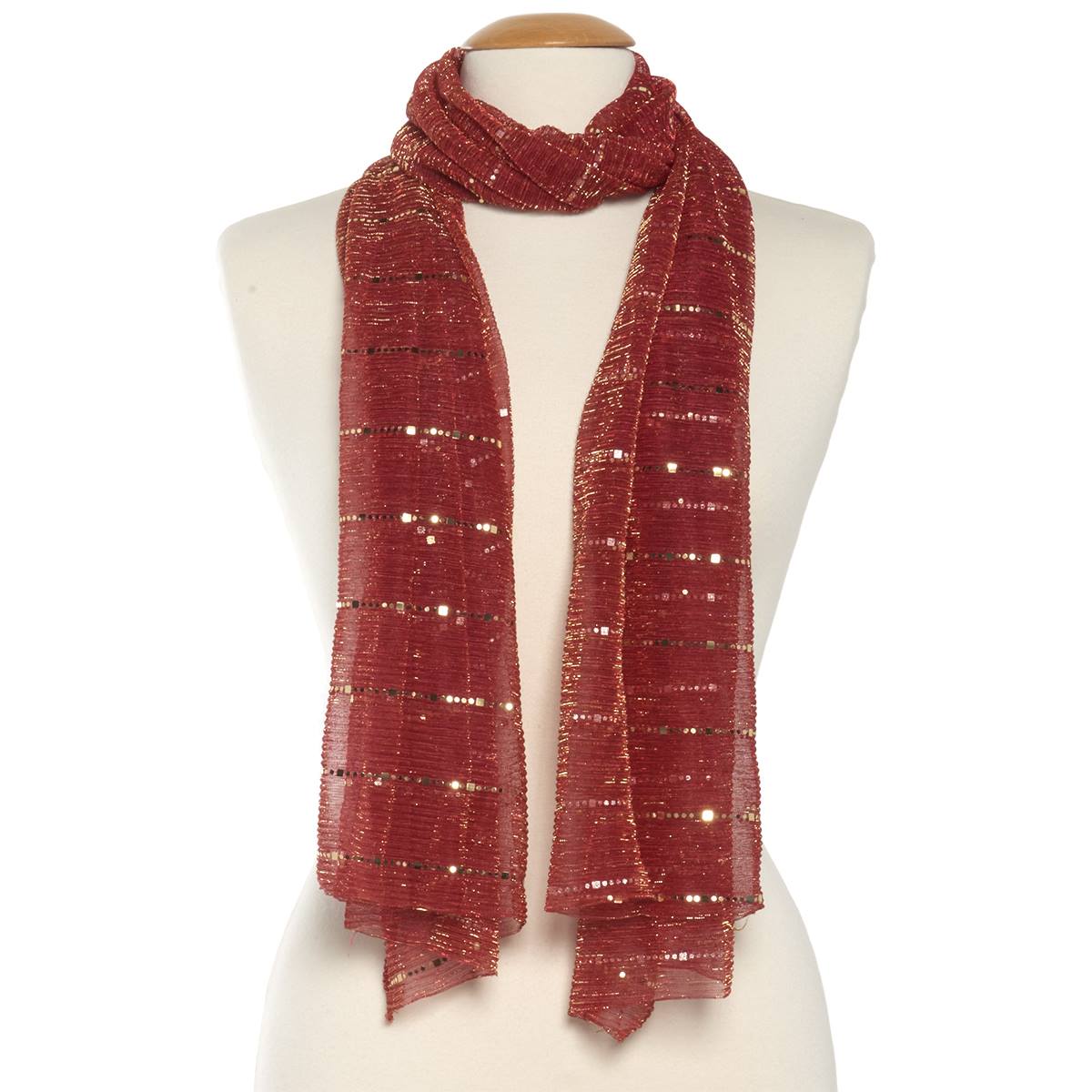 Womens Renshun Lurex Pleated Oblong Scarf