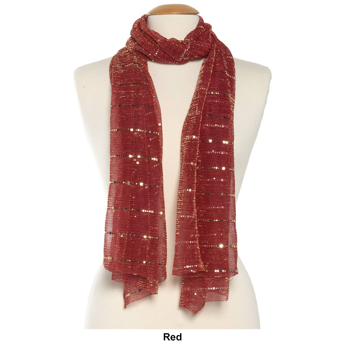 Womens Renshun Lurex Pleated Oblong Scarf