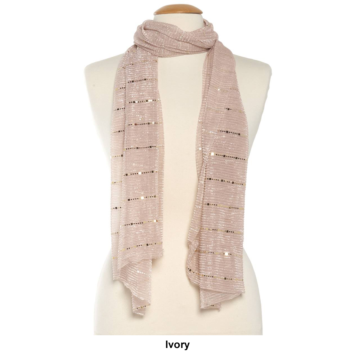 Womens Renshun Lurex Pleated Oblong Scarf