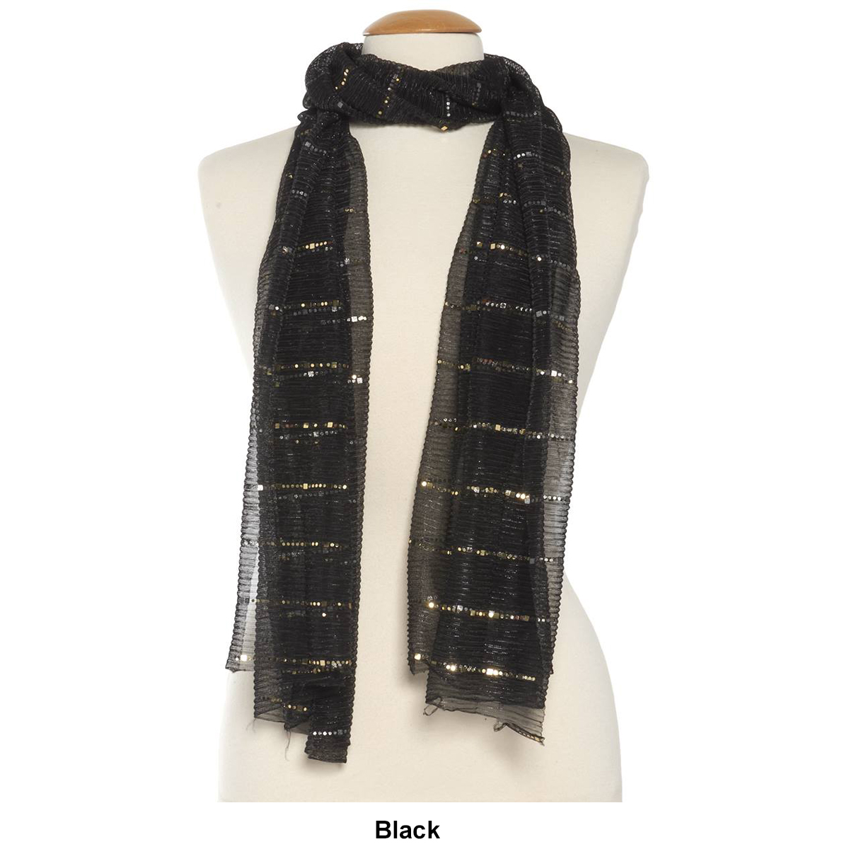 Womens Renshun Lurex Pleated Oblong Scarf