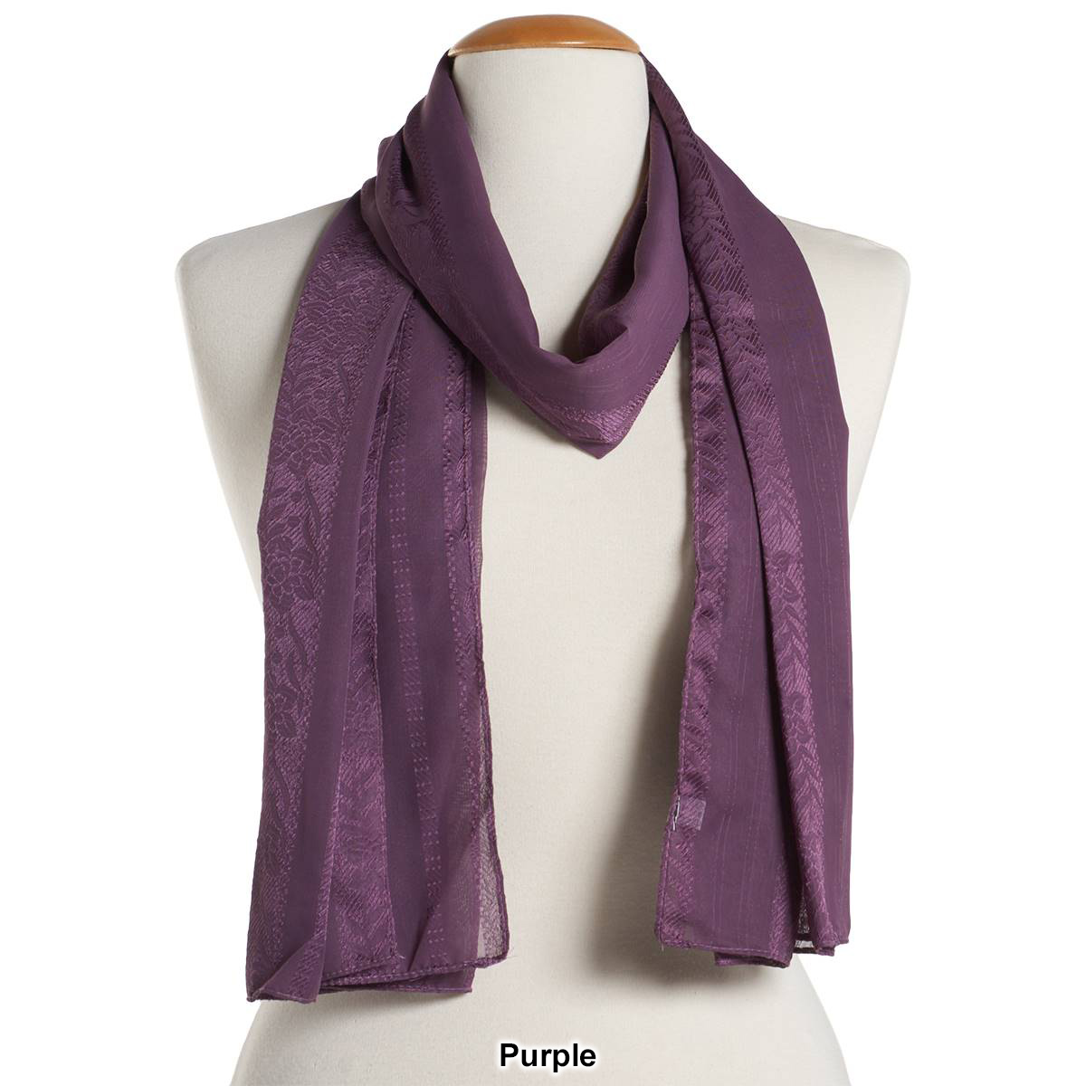 Womens Renshun Solid Leaf Pashmina Oblong Scarf