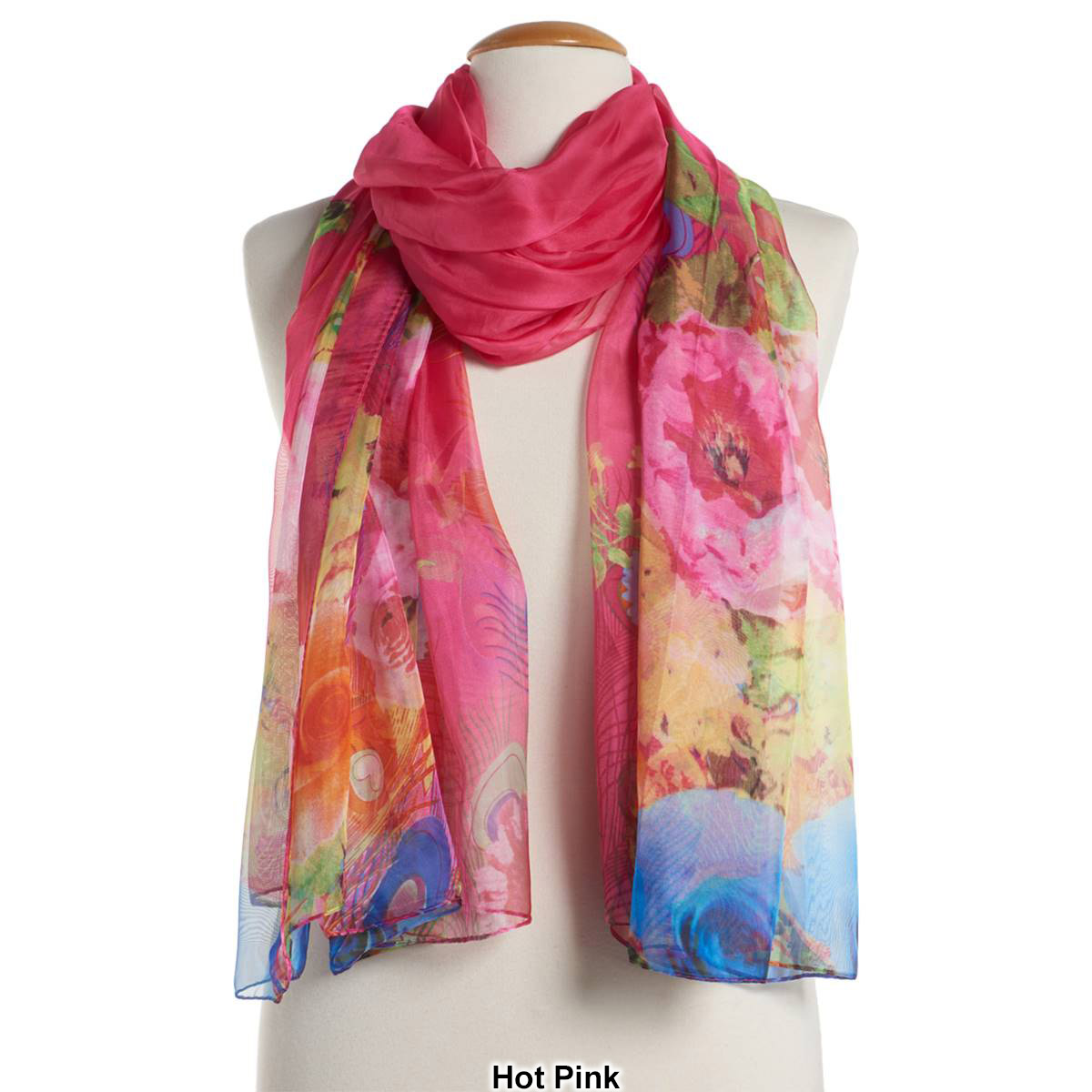 Womens Renshun Large Floral Edge Oversized Oblong Scarf