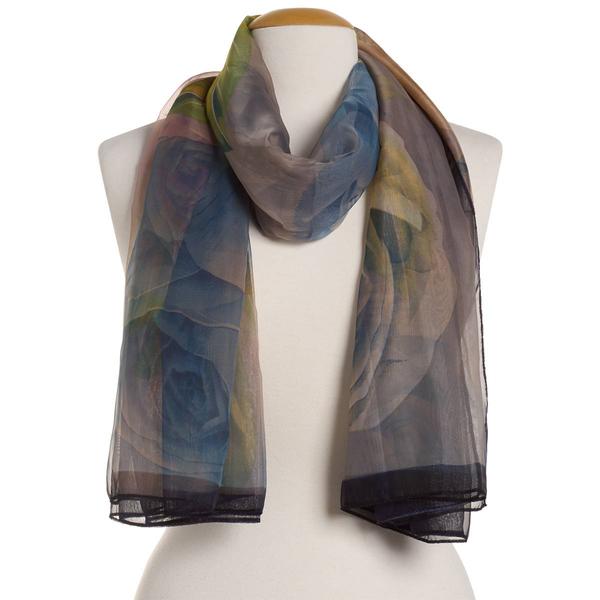 Womens Renshun Beautiful Floral SilkyOblong Scarf