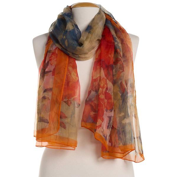 Womens Renshun Abstract Floral Sheer Oblong Scarf