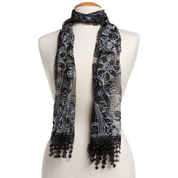 Womens Renshun Solid Burnout Obong Scarf
