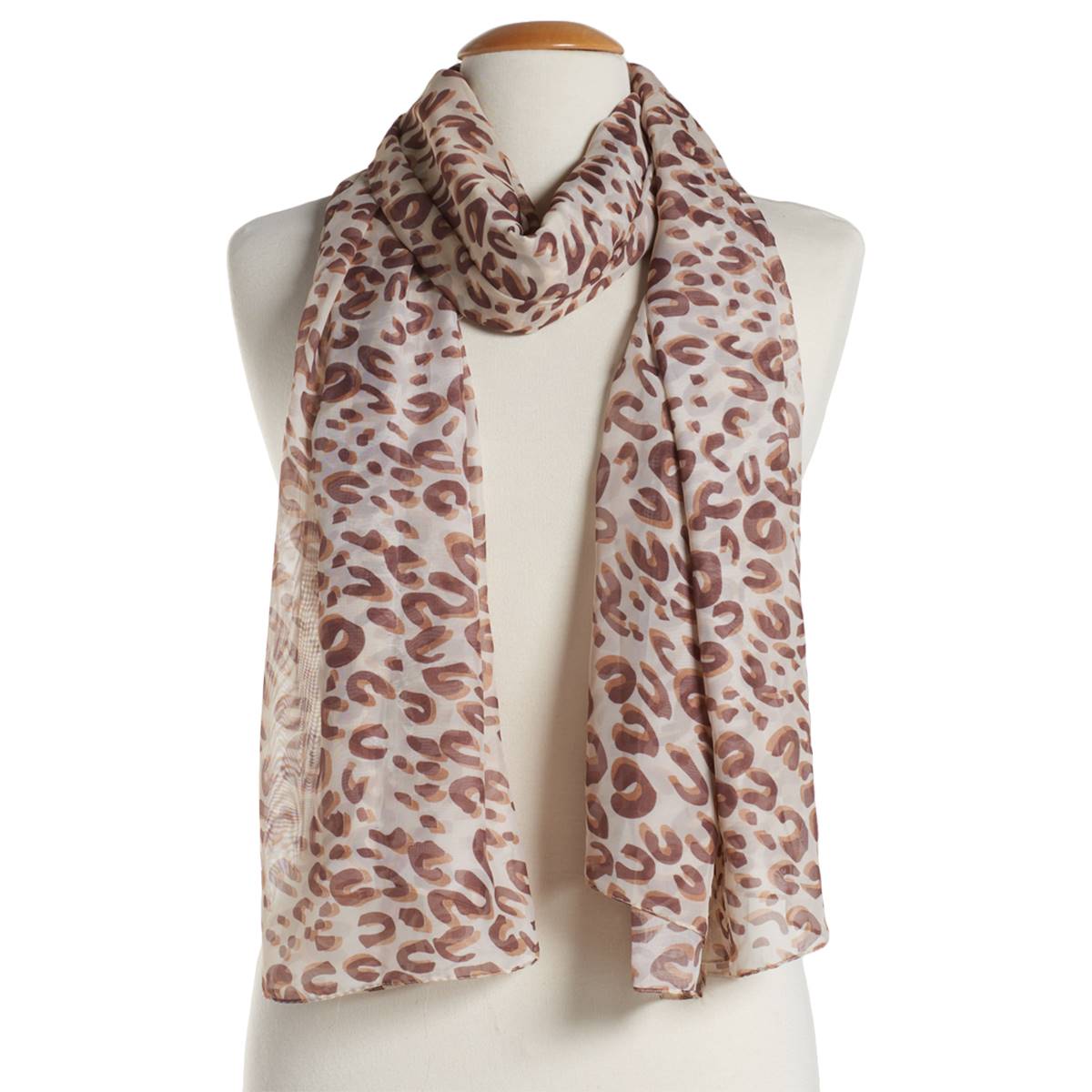 Womens Renshun Oversized Leopard Silk Chiffon Oblong Scarf