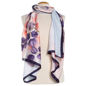 Womens Renshun Ivory Purple Floral Oblong Scarf alternate view
