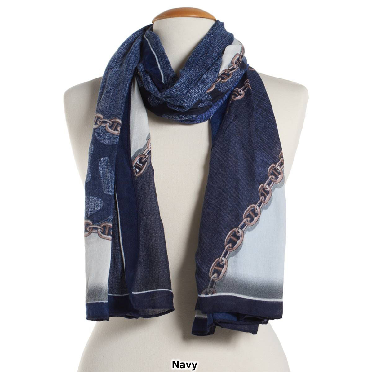 Womens Renshun Silk Chain Oblong Scarf