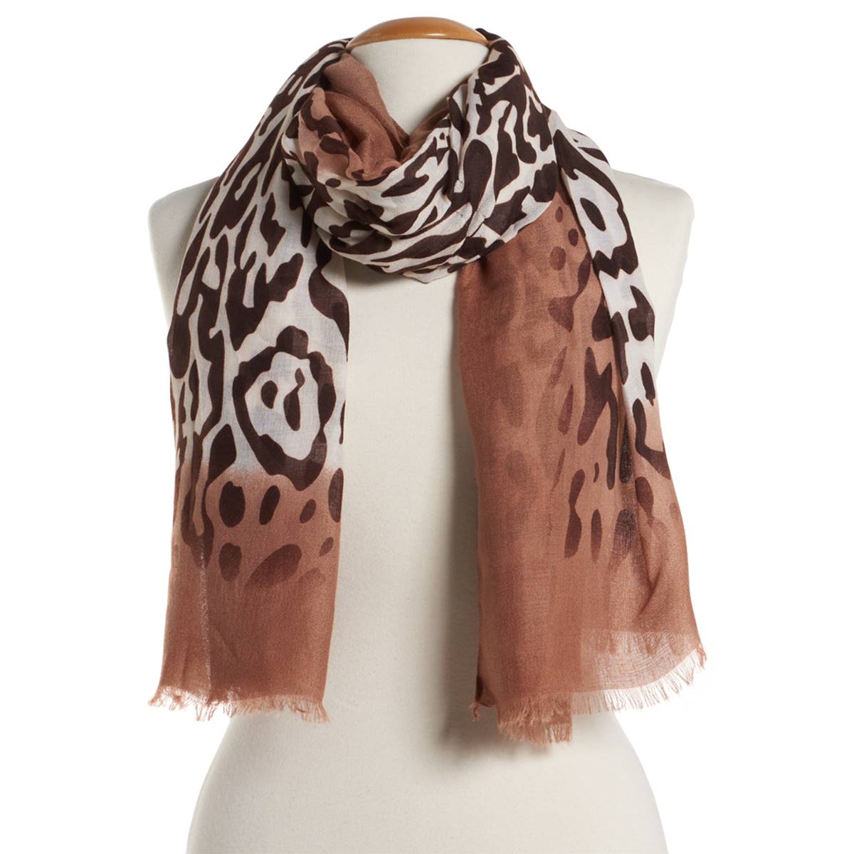 Womens Renshun Viscose Leopard Stripe Oblong Scarf