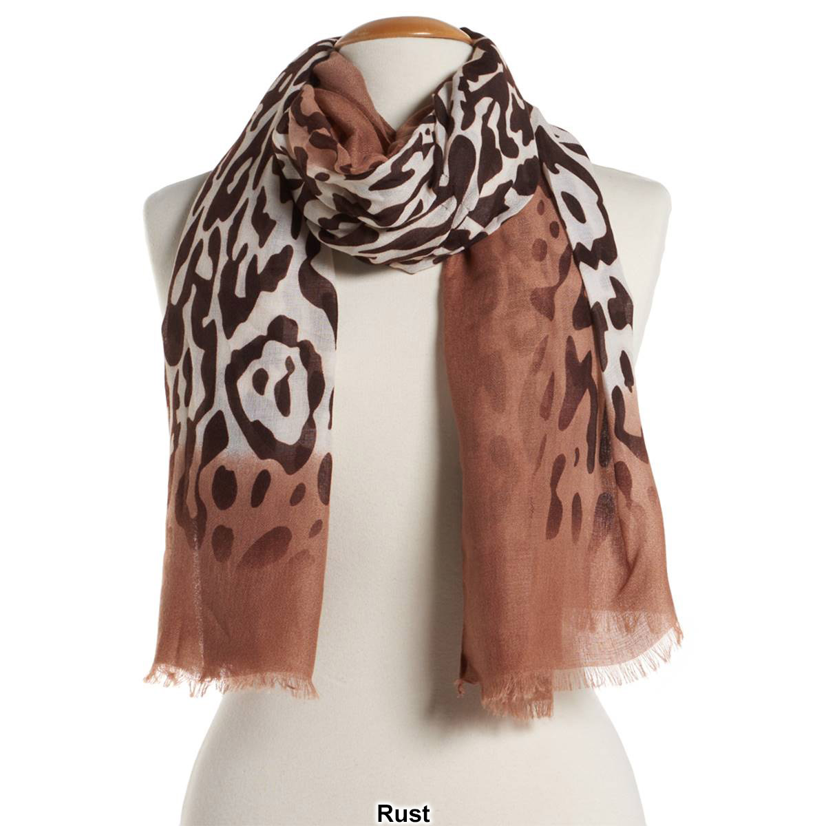 Womens Renshun Viscose Leopard Stripe Oblong Scarf