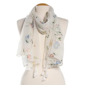 Womens Renshun Sheer Ivory Floral Oblong Scarf alternate view