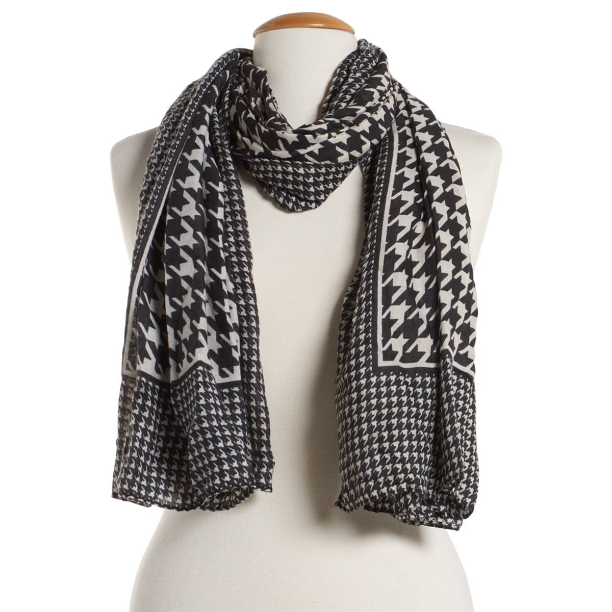 Womens Renshun Houndstooth Oblong Silk Scarf