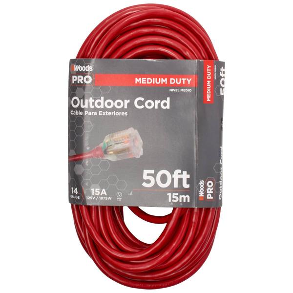 Woods 50ft. Medium Duty Lit Ends Extension Cord