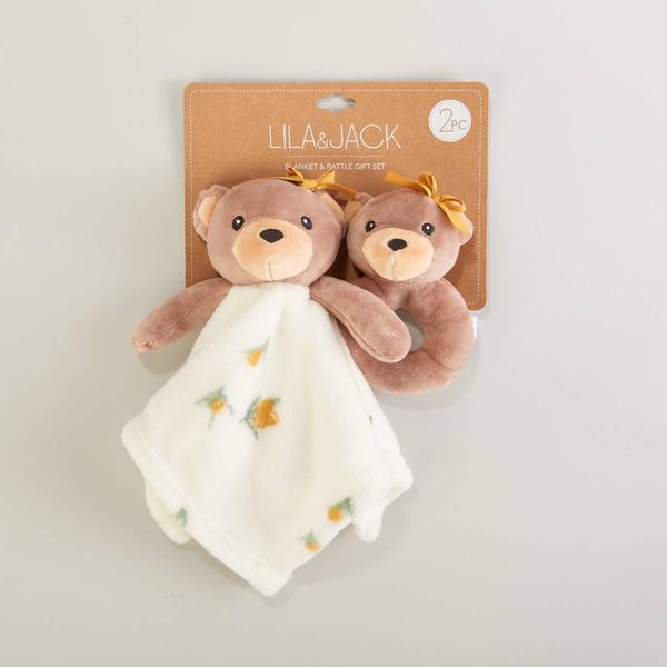 Lila & Jack 2pc. Bear & Floral Lovey with Rattle Set alternate view