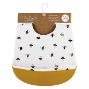 Baby Unisex Lila & Jack 2pk. Bee & Solid Silicone Bibs alternate view