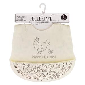 Baby Girl ELLE & JAYE 2pk. Momma's Little Chick Silicone Bibs