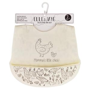 Baby Girl ELLE & JAYE 2pk. Momma's Little Chick Silicone Bibs alternate view