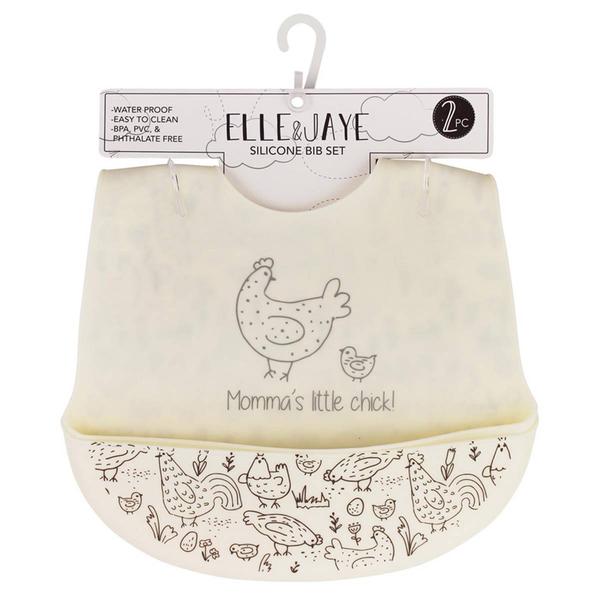 Baby Girl ELLE & JAYE 2pk. Momma's Little Chick Silicone Bibs alternate view