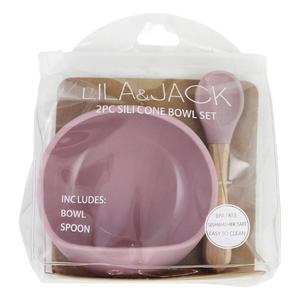 Baby Girl Lila & Jack 2pc. Bowl & Spoon Silicone Rose Set alternate view