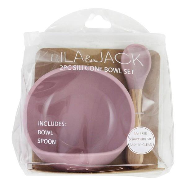 Baby Girl Lila & Jack 2pc. Bowl & Spoon Silicone Rose Set alternate view