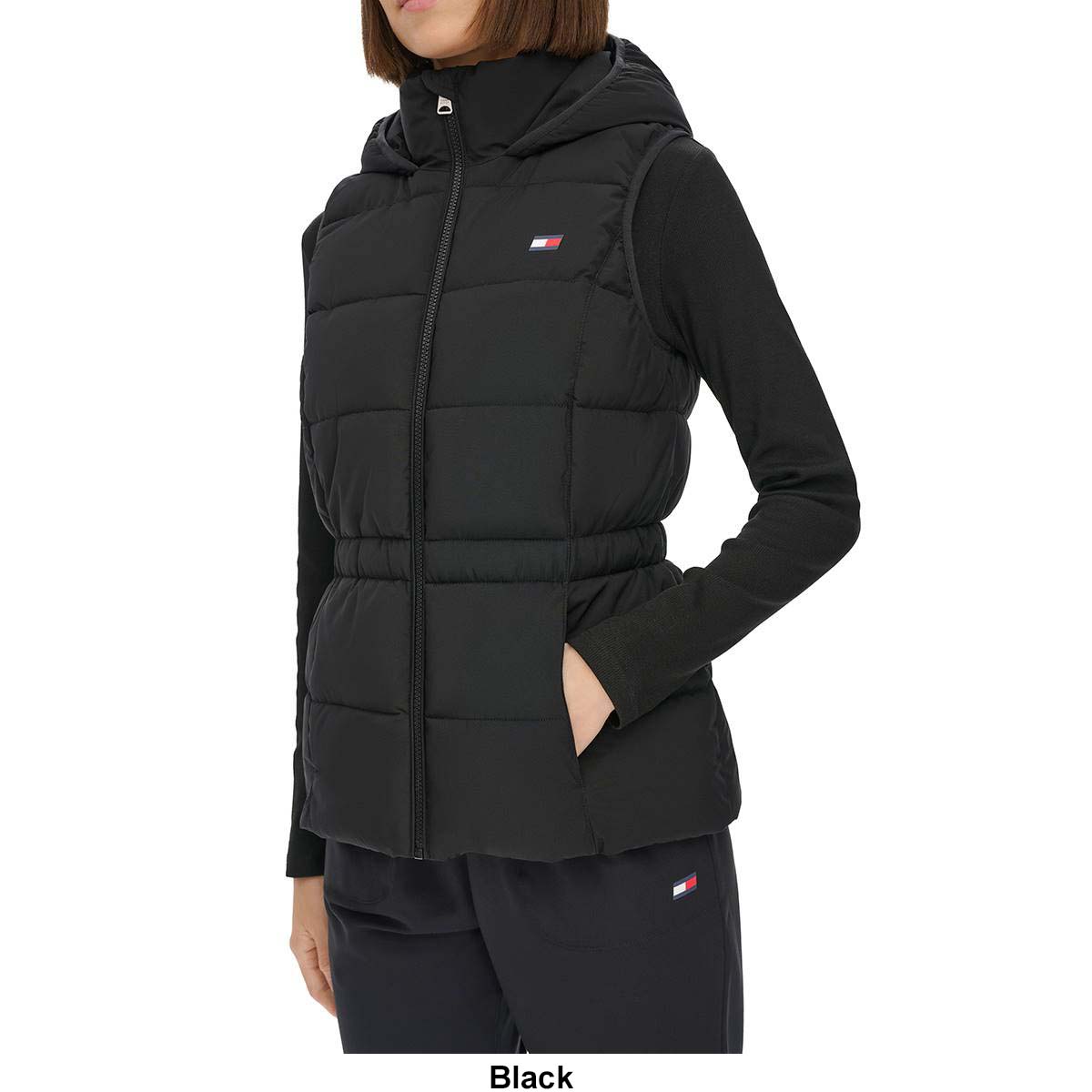 Womens Tommy Hilfiger Sport Satin Touch Hooded Puffer Vest