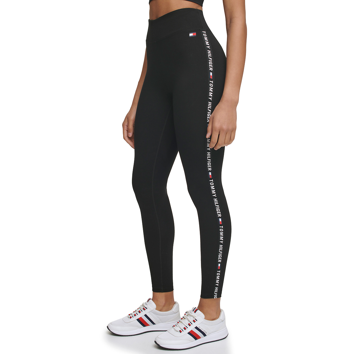 Womens Tommy Hilfiger Sport High-Rise Logo Tape Pocket Leggings