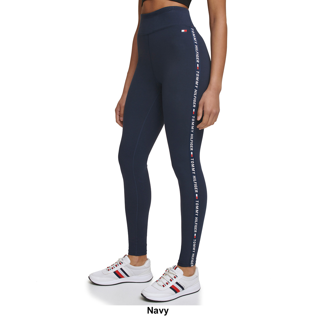 Womens Tommy Hilfiger Sport High-Rise Logo Tape Pocket Leggings