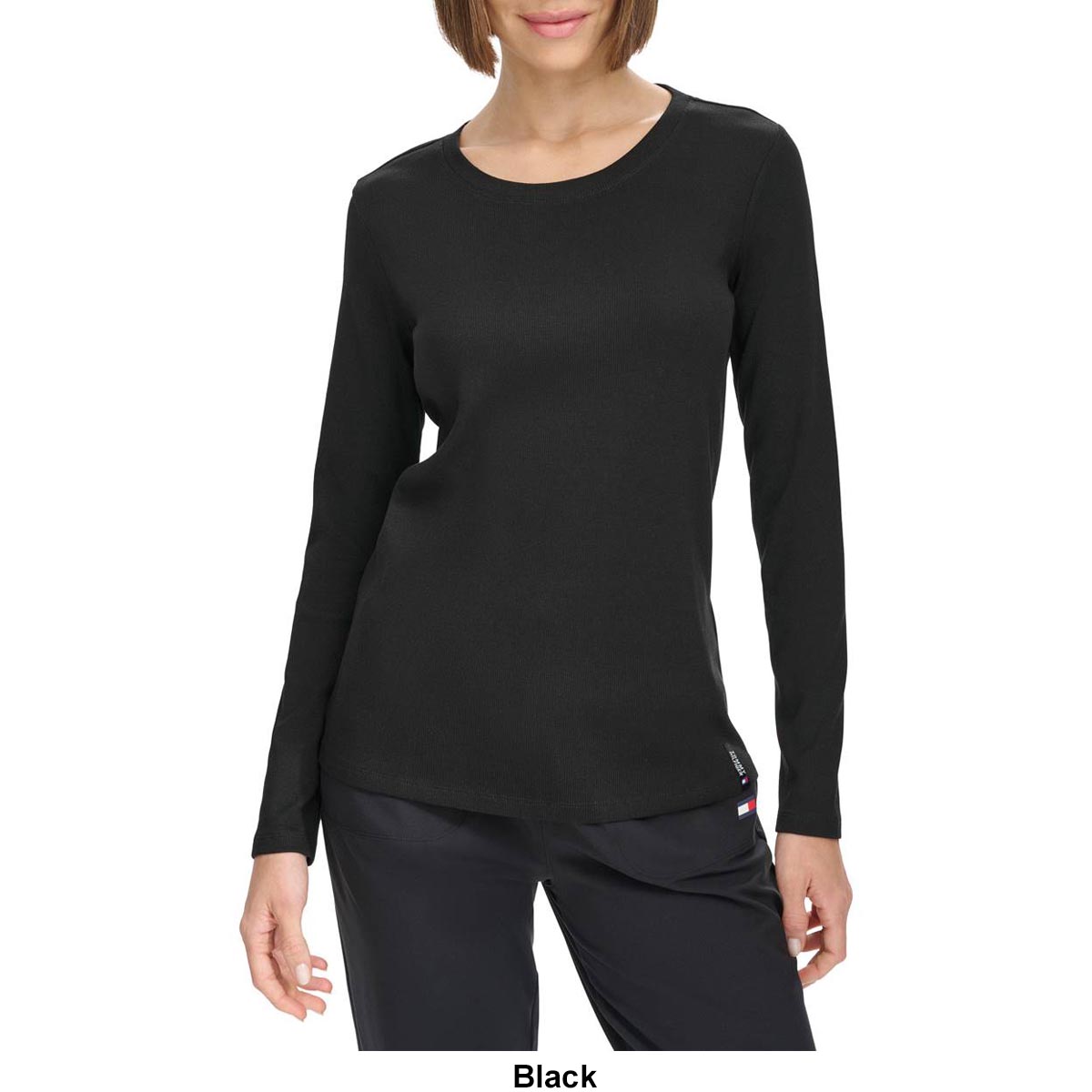 Womens Tommy Hilfiger Sport Rib-Knit Long Sleeve Tee