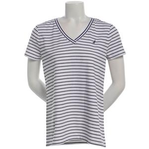 Womens Nautica Short Sleeve Sail Stripe V-Neck Tee