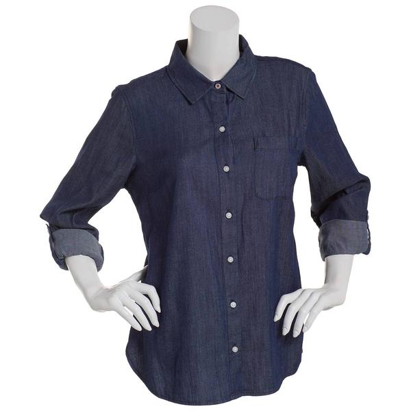 Womens Nautica Jeans Classic Chambray Roll Tab Casual Button Down alternate view