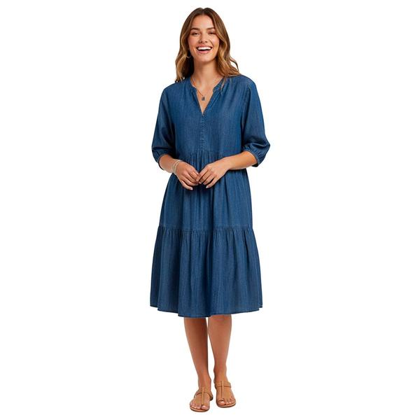 Womens Nautica Tiered Chambray A-Line Dress