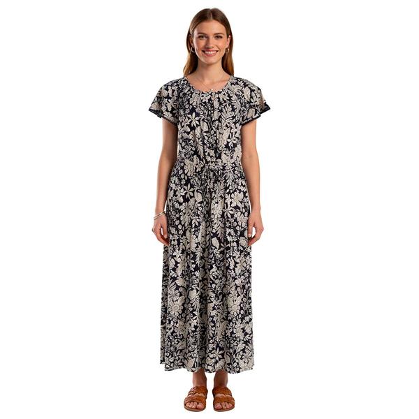 Womens Nautica Flutter Sleeve Floral Tiered Maxi Dress