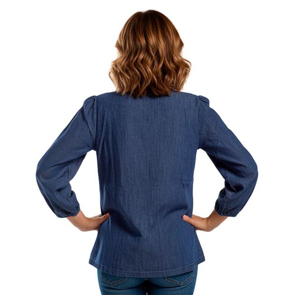 Womens Nautica Pintuck Popover Chambray Woven Blouse alternate view