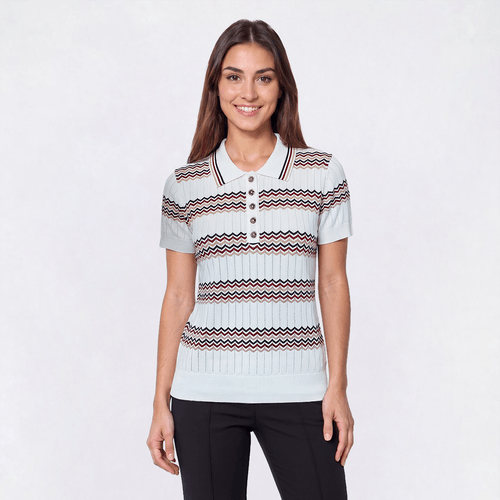 Womens Nautica Short Sleeve Knit Zig Zag Polo Sweater alternate view