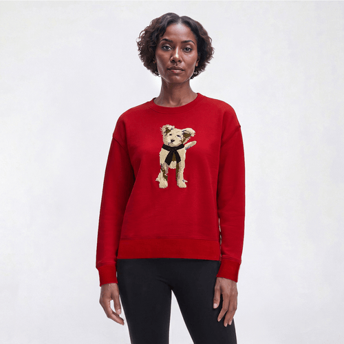 Womens Nautica Long Sleeve Embroidered Dog Crew Neck Sweater