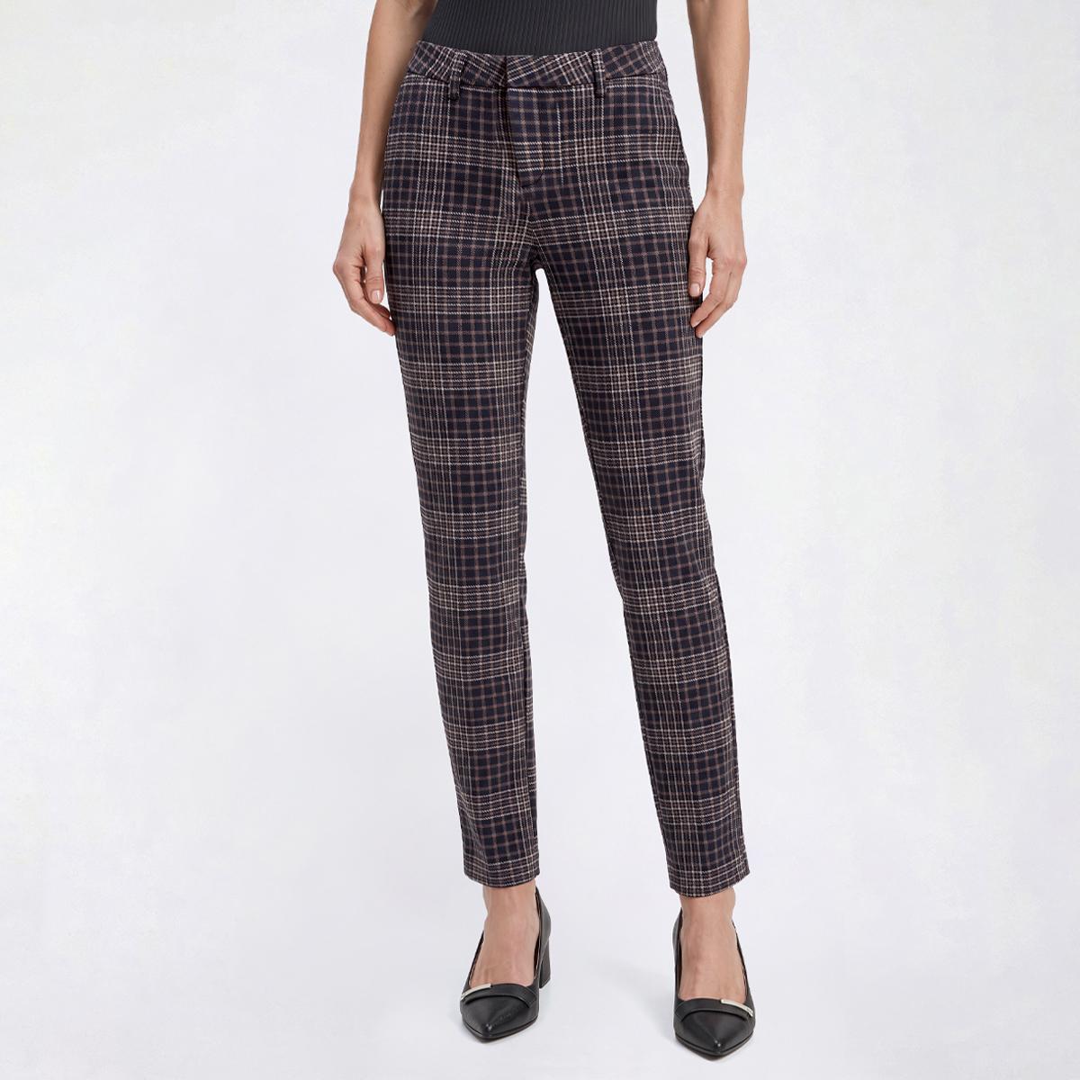 Nautica Women's Plaid Slim Ponte Pants - Barley Multi